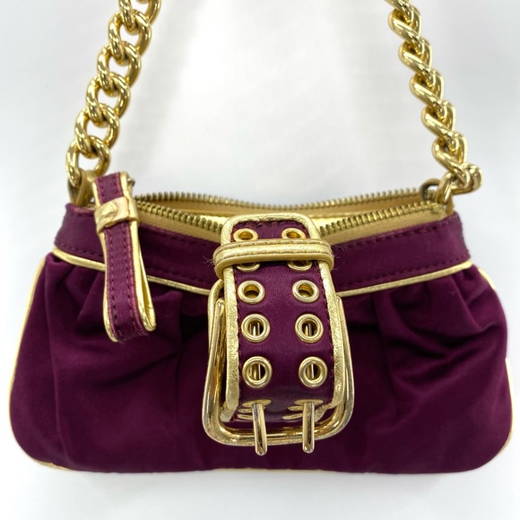 Nine West Chain Link ‘Deep Plum/Gold’ Mini Purse - Picture 12 of 12